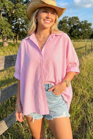 Pink Stripe Oversized Shirt