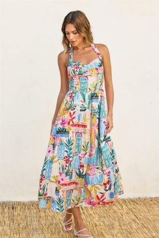 Floral Halter Maxi Dress